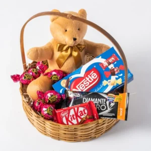 Cesta de Chocolate e Pelúcia